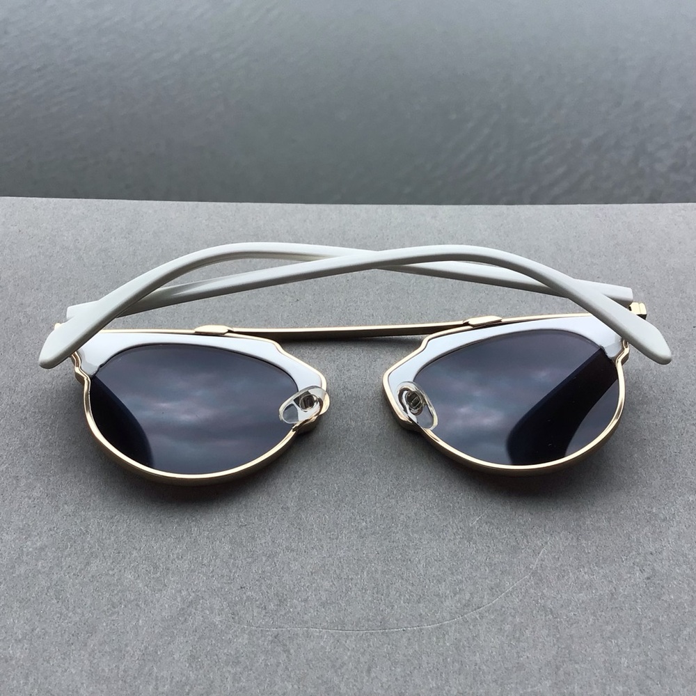 Steampunk Funky Sunglasses Blue Mirrored Lenses with White Frame Unisex - Picture 4 of 8